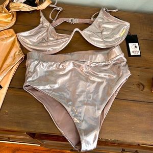 Gold and silver wetlook bikini lot
